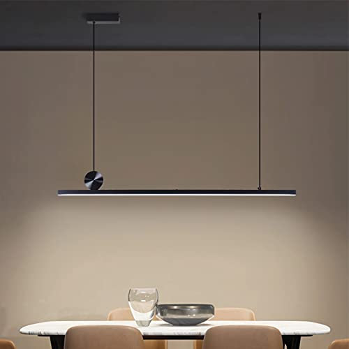 LED Pendelleuchten Esszimmer Esstischlampe dimmbar Hängeleuchte mit Fernbedienung pendellampe höhenverstellbar Moderne wohnzimmer hängend für büro esszimmer Wohnzimmer Küche Lampe (Schwarz, L88cm)