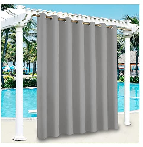 YEVENR Rideau d' extérieur Extra Large Imperméable Protection Solaire Coupe Vent Brise-Vue latéral pour Balcon terrasse Pergola Cabanon Jardin Gazebo Pavillon Rideaux Gris 1 PCS,500 * 244cm(W*L)