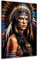Kunstgestalten24 Leinwandbild Sioux Indianer Frau Color Lifestyle Wandbild Kunstdruck Raum Wand Dekoration