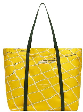 Liebeskind Berlin Damen-Shopper „Aurora“ – Große Canvas-Tasche Damen mit Reißverschlussfach und Leder-Schulterriemen – Shopper Bag Women – Passend für Laptops bis 16 Zoll – Light Bag, Lemon