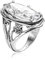 925er-Sterlingsilber Statement-Ring mit weißem, ovalem, kubischem Zirkonia, CZ-Blumenmuster, Vintage-Antik-Look, hypoallergen, nickel- und bleifrei, handwerklich gefertigte Designer-Kollektion, Israel