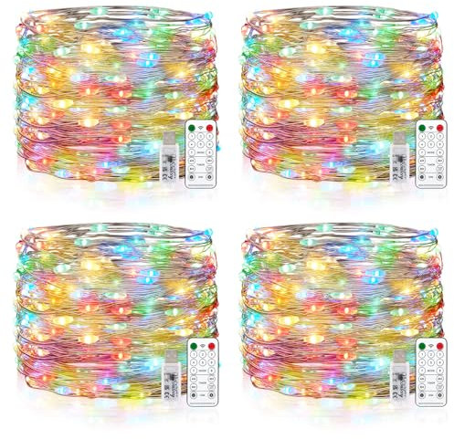 Vacoulery LED Guirnaldas, 4 x 150 LED 15M USB Luces de Hadas, 8 Modos Con Mando Timer Para Decoración Bodas Fiesta de Navidad