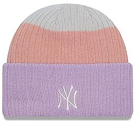 New Era Wintermütze Frauen New York Yankees Baseball Lila Orange Beige MLB Stripe Beanie Damen - One-Size
