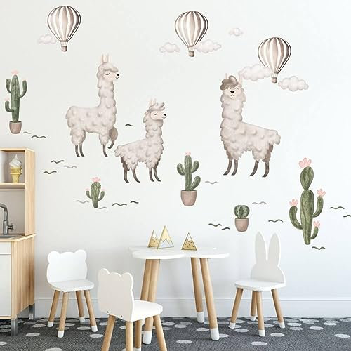 INSPIO Wandtattoo Lamas mit Luftballons