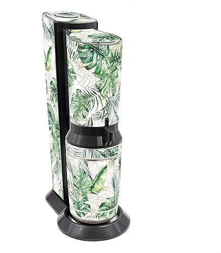 Finest Folia Deko Schutz Aufkleber kompatibel mit SodaStream Wassersprudler Crystal Design Sticker Set 8-teilig Klebefolie wasserfest selbstklebend (Crystal 2.0 (RX049), 12 Monstera)