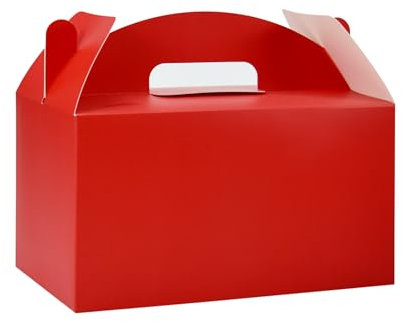 HUAPRINT Red Treat Boxes - Large Gable Boxes, 30 Pack, 24x12.7x12.7cm - Perfect for Birthday Parties, Baby Showers, Weddings & Christmas