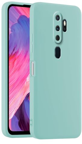 HULLIN Funda de Silicona Colorida para Teléfono, Adecuada para OPPO A9 2020 / OPPO A5 2020 (6.5) - Cian Claro