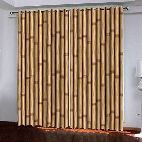2Er Set Verdunkelungsvorhang 3D Einfache Wandstruktur Aus Bambus Vorhänge Blickdicht 220(B) X215(H) cm Gardinen Wohnzimmer Schlafzimmer ​Kinderzimmer Ösenvorhang Fensterdekoration Blickdicht