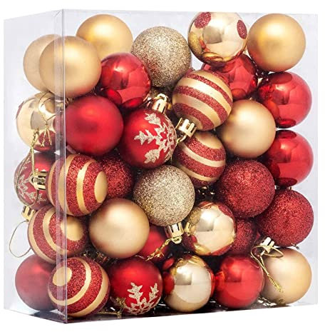 AMhomely Christmas Decorations Sale Clearance, 50PC Christmas Decorations Tree Ball Bauble Hanging Home Party Ornament Decor Hanging Ornaments for Xmas Trees, Wreath