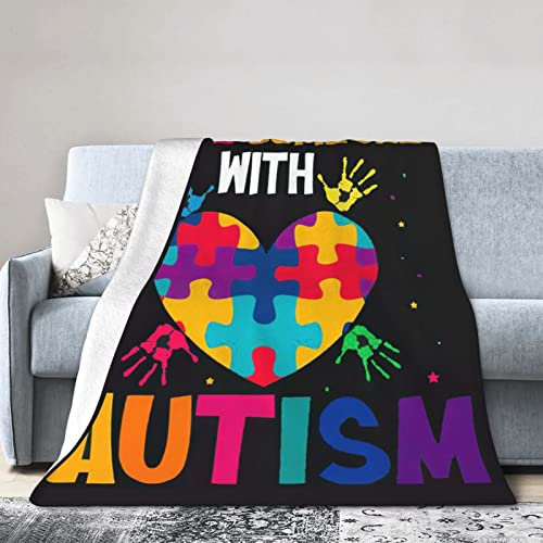 Tv-Decke Autismus-Bewusstsein Ich Liebe Jemanden Mit Autismus, Kuscheldecke Super Weiche Bettüberwurf Falten Beständig Decken Für Geschenke Bett Weihnachten 150X200cm