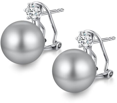 Perlenohrringe Silber 925 Hängend Perlen Ohrringe Hängend Perlenstecker Silber Perlen Ohrstecker Grau