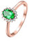 KNSAM Damen Ring Rose Gold 750 18K, Oval Smaragd 0.5ct & Moissanite 0.11ct Solitär Hochzeitsring Verlobungsring Echtschmuck, Gr.62 (19.7)