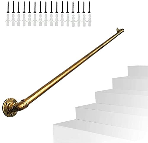 Handlauf 30-600 cm Treppen Innen-/Außenstufen Geländer Geländer Treppenhandläufe Antike Messing Metall Schmiedeeisen Wandhalterung Stützstange (Größe: 2,6 Fuß/80 cm)