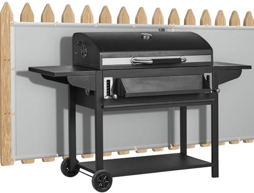 Hitzeschild für die Wand Hinter dem Grill, 3 x 90 cm, Outdoor-Hitzeschutzmatte, Grau, Feuerfeste Zaunabdeckung und Bildschirm, Robuster Wandschutz, Deckgeländer-Schutz