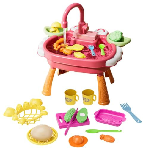 Évier De Jeu avec Eau Courante, Ensemble De Cuisine Évier,Jouets De Cuisine Jouet De Lave-Vaisselle, Jouets De Jeu De Rôle pour -NTS Garçons Filles De 3 À 8 Ans