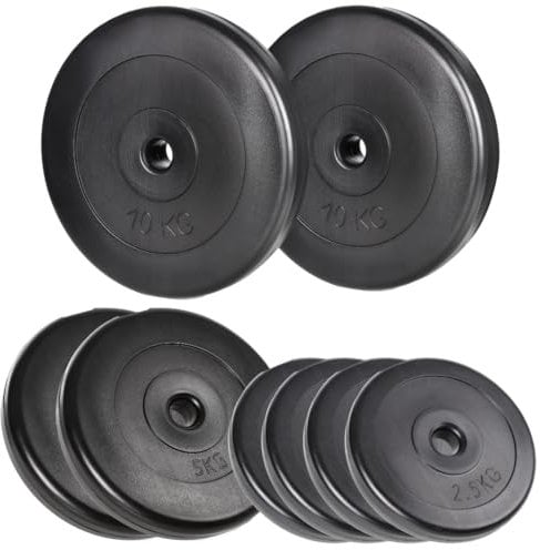 A2Z SPORT® Juego de Discos Pesas 30mm: 10kgх2 + 5kgх2 + 2,5kgx4 / 10kgx4 / 10kgx2 + 5kgx4 / 10kgx2 + 2,5kgx4 - Juego de Pesas Discos Mancuernas