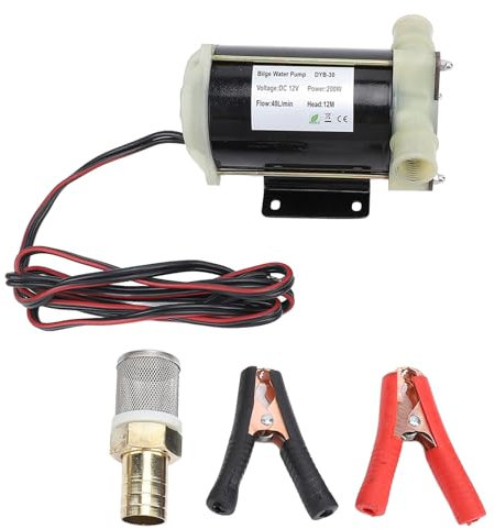 Pompe électrique à Flexible 200w 40L Min 12V AC DC, Pompe de Transfert D'eau 1100GPH avec Kit de Tuyau D'eau de 6 Pouces pour Yachts, Piscines et Camping-cars