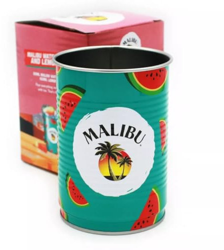 The Spice Specialist Malibu Watermelon and Palm Tree Printed Tin Cup, 11 cm Height