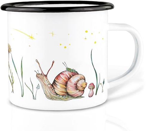 Ligarti® Emaille Tasse (leicht & robust) | Design Cup, Camping Becher handveredelt in Deutschland | Kaffeetasse, Emaillebecher