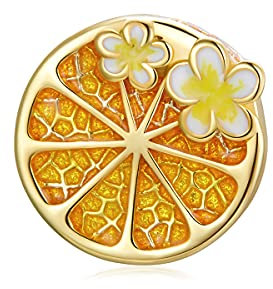 Ciondolo limone fiore di ciliegio Ciondolo in argento sterling 925 adatto per collana bracciale Pandora