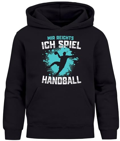 MoonWorks® Kinder Hoodie Jungen Handball Sport Hobby Spruch Mir reichts ich Spiel Handball Geschenk Handballspieler schwarz 152