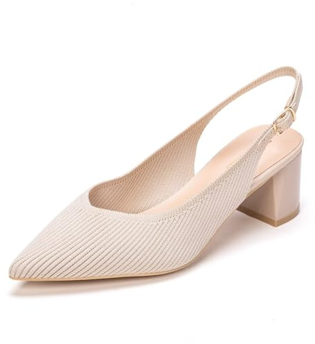 Frank Mully Damen Slingback-Absatz, spitzer Zehenbereich, Arbeitspumps, bequem, klobige Pumps, geschlossene Zehen, stilvoll, elegante Schuhe