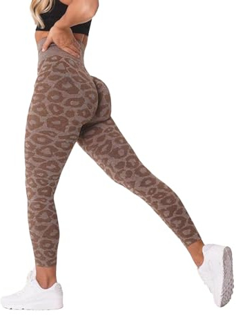 Beliebte Kurze Hose mit Leopardenmuster in Schneeflockenfarbe. Nahtlose Yogahose mit Leopardenmuster Jacquard Animal-Print Leoparden Leggins Kurz Leggings Mit Damen