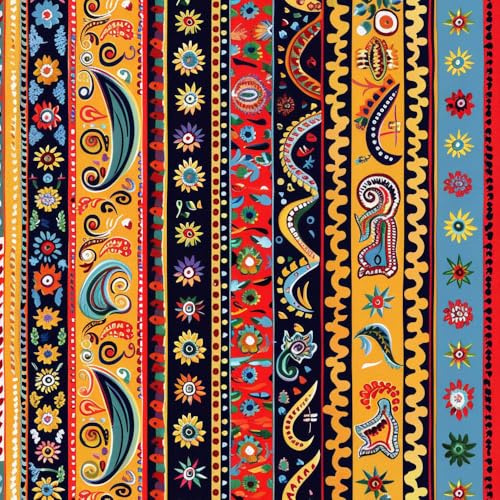 JIAOQSS Selbstklebende Tapete Traditionelle Indische Bunte Streifen Mustertapete abnehmbar Vinyl Klebefolie für Wohnzimmer Schlafzimmer Küche Wand Schränke Dekor