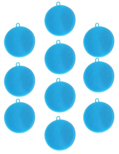 Küchenschwamm, 10 x Silikon-Spülbürste, Gummibürste, Silikon-Schrubber, wiederverwendbarer Geschirrschrubber, spülmaschinenfest, Waschbürste für Küche, Geschirr,