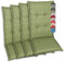 GO-DE Textil Bequeme und attraktive Polsterauflagen für Hochlehner-Gartenstühle (4er-Set, Design: Rautenlinien Grün)