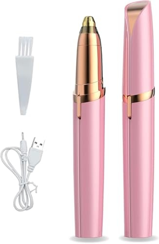 Augenbrauentrimmer für Damen, wiederaufladbarer Augenbrauenhaarentferner für Damen, schmerzloser und tragbarer Augenbrauenrasierer für die Haarentfernung von Gesicht, Lippen und Nase (Rosa)