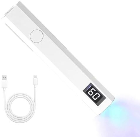 Handheld UV Light for Gel Nails, Small Rechargeable Pen for Nails with LED Display, Glue Dryer Lamp with 2 Timer Settings, Cordless Handheld Nail Tool for Adults Women
