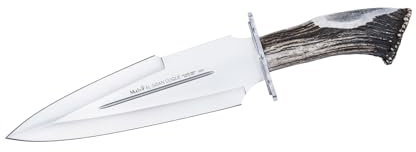 LO TRINCO YO Muela Cuchillo Gran Duque DUQUE-25S hoja de acero MoVa de 26 cm y empuñadura de roseta de ciervo para Caza, Pesca, Supervivencia y Bushcraft