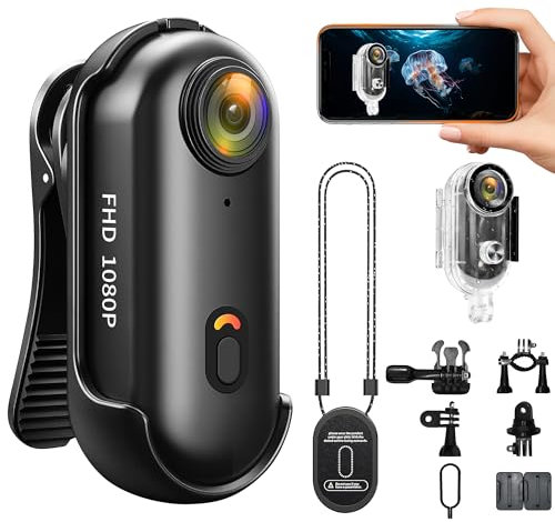 Chujianxi Multifunktional Mini Action Cam WiFi,Tragbare Daumengröße Bodycam Körperkamera Mini 1080P,Wearable Unterwasserkamer,Überall Anbringbar,Magnetabsauge Body Cam Actioncam,POV Helm Kamera