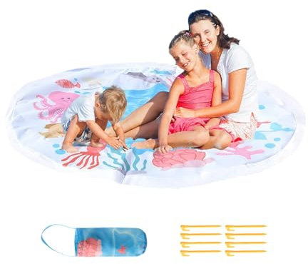Toddler Beach Pool, Beach Puddle Mit Tragetasche Und Nagel, 140×140 cm Planschbecken Baby, Anti-Sand, Wasserspielzeug Für Kinder Und Haustiere