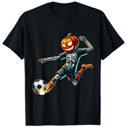 Kürbis Fußball Skelett Lustig Halloween Fußball T-Shirt