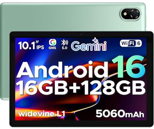 DOOGEE U10 Android 16 Tablets, 10 Inch HD+ IPS Tablet, 16GB RAM+128GB ROM+2TB AI Tablet, 5060mAh Android Tablets, 8MP+5MP Cameras, Gemini AI/Widevine L1/WIFi 6/BT 5.0/3.5mm headphone- Green