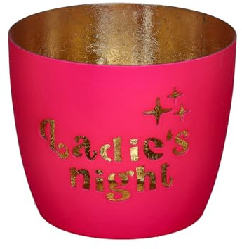 Giftcompany Madras Windlicht M Ladies Night hot pink/Gold 8,5cm