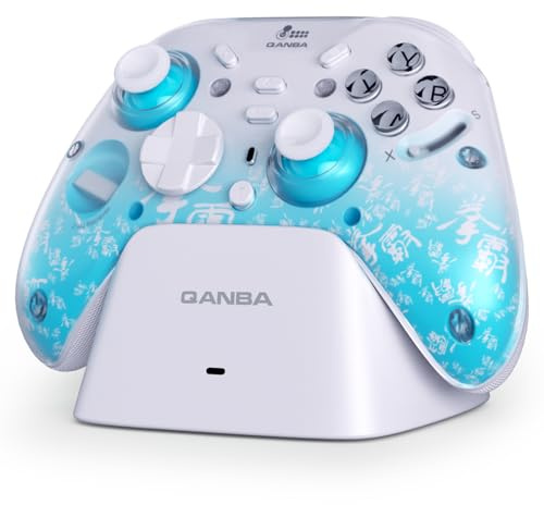 qanba Phantom Multi-Mode Smart Wireless Controller for Windows PC and Android and iOS and TV，PC Controller With Hall-Effect Joysticks，Tri-Mode Connection (2.4G/Bluetooth/Wired) (Blue)