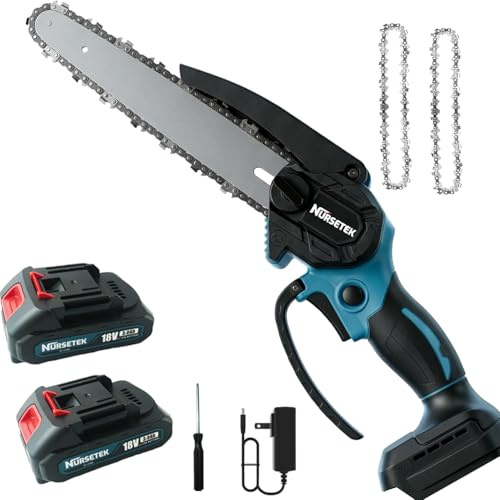 Mini Kettensäge mit Akku 8 Zoll Brushless, 2x18V/3Ah Akku Kettensäge mit Ersatzkette, Astsäge Akku kompatibel mit Makita, Handkettensäge für Gartenscheren, Astschere & Holzschneiden