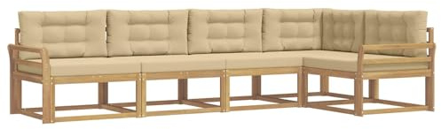 vidaXL Outdoor-Sofagarnitur mit Kissen 4 pcs Weiß und Beige Polyester, Moderne Terrasse, langlebige Outdoor-Möbel, wetterfeste Lounge, gemütliches Sofa, vielseitige Pool-Couch