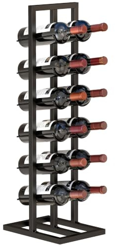 HOMCOM Portabottiglie da Terra per 12 Bottiglie Vino, Salvaspazio, Nero | Cinghia Antiribaltamento, Porta Bottiglie di Vino Industriale in Acciaio, Cucina, Sala da Pranzo, Bar