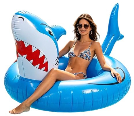 Skkpolo Haifisch Pool Schwimmhilfen für Erwachsene | Aufblasbarer Schwimmreifen | Schwimmende Schwimmringe | Für Urlaub, Reisen, Outdoor, See, Fluss, Wasserpark-Party
