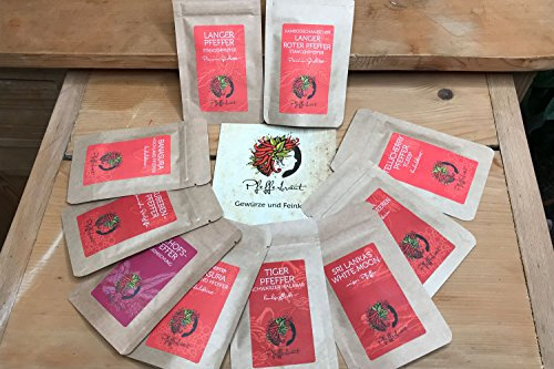 Geschenkset Probierset Pfeffer, 10 Tütchen mit besonderen leckeren Pfeffern zum Probieren