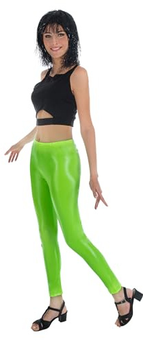 Chaks - Glanz Leggings Damen, High Waist, Festival und Karneval | 80er Jahre Look für Mottoparty und Yoga, Glänzende Damenleggings mit hohem Bund