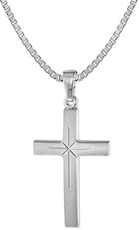 trendor Kreuz-Anhänger 24 mm Weißgold 585 (14 Karat) mit Silberkette 75283-40 40 cm