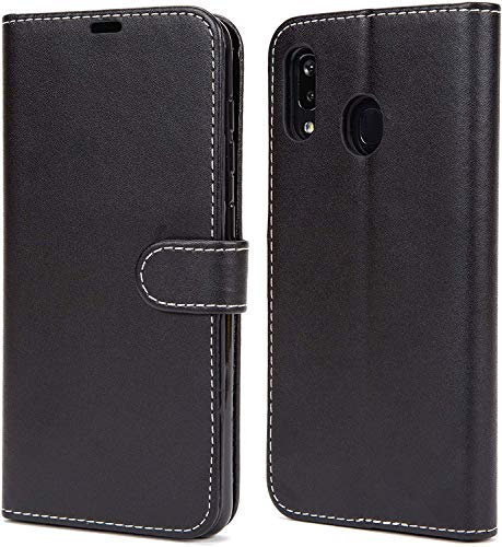 NWNK13 Samsung A20e Phone Case Premium Leather Flip Case Book Wallet Case Card Holder Media Stand Shock Proof Protective Phone Cover Compatible for Samsung Galaxy A20e Black