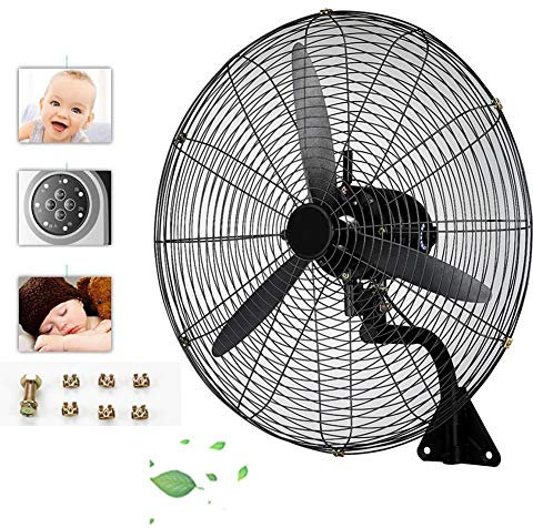 HLILY Ventilador Oscilante De Pared,Ventilador Eléctrico con 3 Velocidad,Ventilador Industrial De Pared Negro,120 °,Ventilador Servicio Pesado para Almacén De Taller De Fábrica (22in-31in)