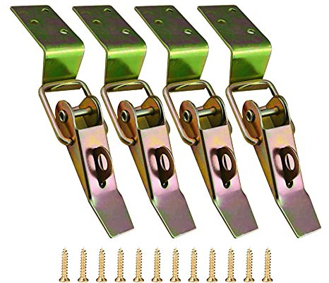 Trsnzul Fermoir a Levier 4 Pièces Fermeture à Ressort Loquet Bascule Petit Verrou de Tension Serrure à Pression Serrure à Levier Serrure de Boîte Fermoir en Acier Inoxydable pour Coffret Boîte