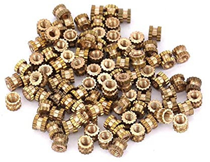 100 pièces M2, écrou à insérer moleté, écrous d'insertion filetés en laiton, kit d'assortiment de cylindre, écrous à insérer moulés ronds(M2*4 * 3.5(100pcs))